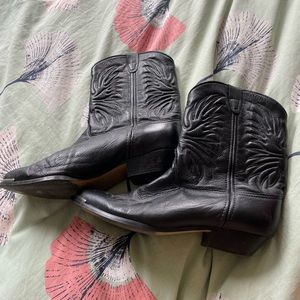 Vintage black leather cowboy boots